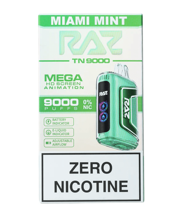 Miami Mint (Zero Nicotine) RAZ TN9000 Disposable Vape